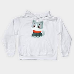 Little Cat in Cozy Sweater and Scarf Kids Hoodie